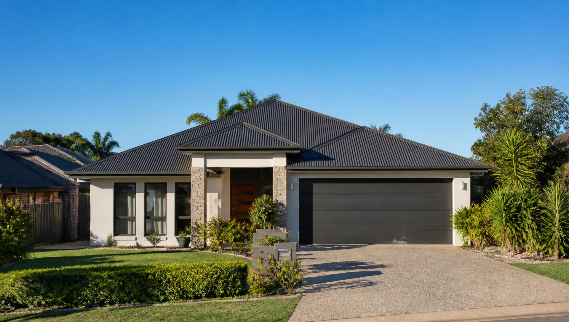 Sydney home with a newly installed dark Colorbond metal roof