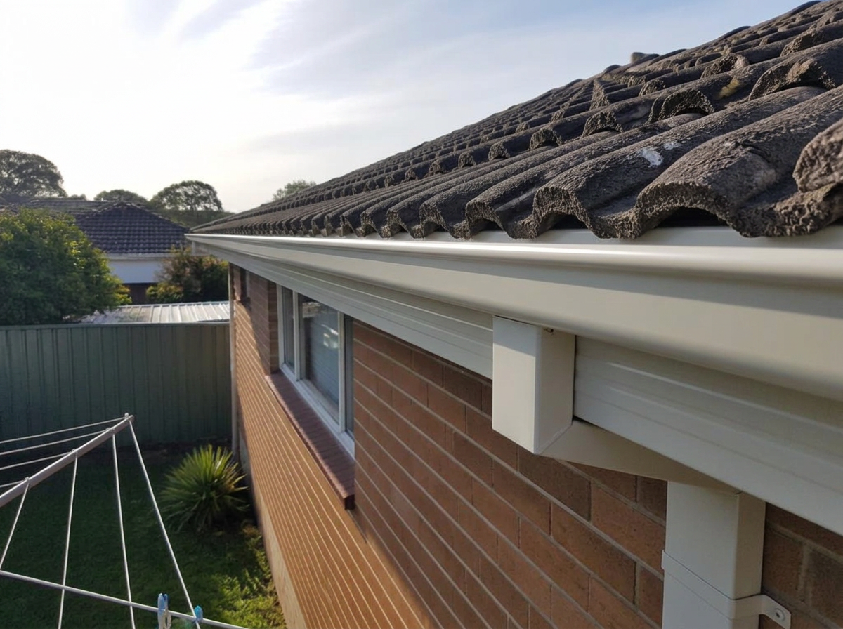 Same roof edge with new straight Colorbond guttering installed